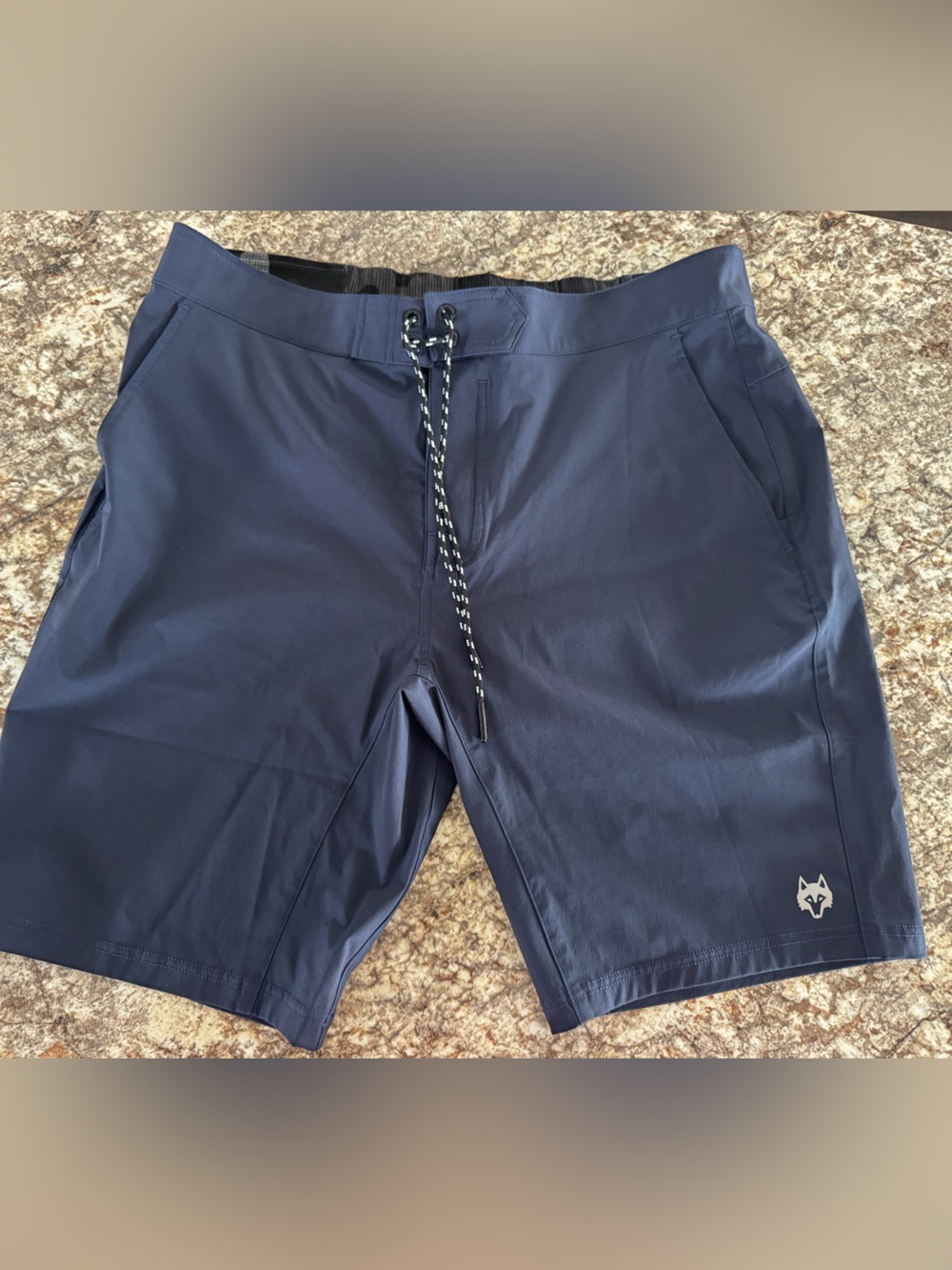 Men's Greyson Navy Athletic Drawstring Shorts with Subtle Logo